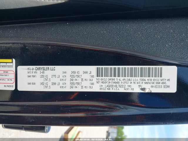 Aukcja sprzedaży 2009 Jeep Wrangler Unlimited X, vin: 1J4GA39149L762312, numer aukcji: 45138166