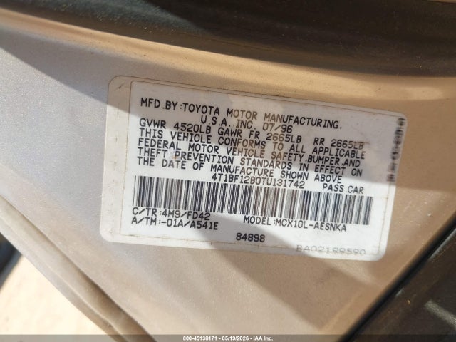 Aukcja sprzedaży 1996 Toyota Avalon Xl/xls, vin: 4T1BF12B0TU131742, numer aukcji: 45138171