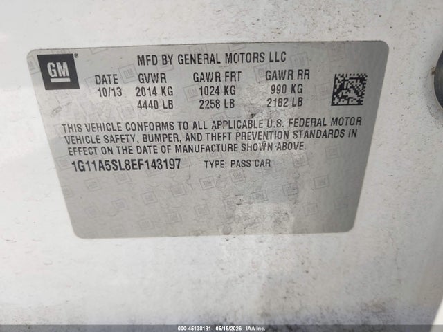 Продажа на аукционе авто 2014 Chevrolet Malibu 1fl, vin: 1G11A5SL8EF143197, номер лота: 45138181
