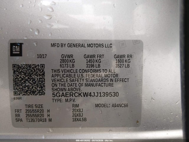 Продажа на аукционе авто 2018 Buick Enclave Premium, vin: 5GAERCKW4JJ139530, номер лота: 45138202