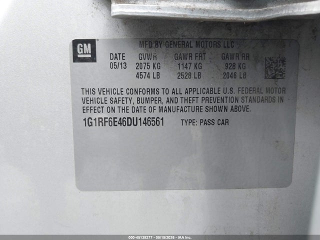 Продажа на аукционе авто 2013 Chevrolet Volt, vin: 1G1RF6E46DU146561, номер лота: 45138277
