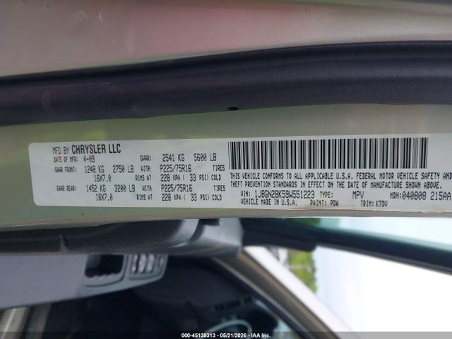 Продажа на аукционе авто 2009 Jeep Liberty Sport, vin: 1J8GN28K59W551223, номер лота: 45138313