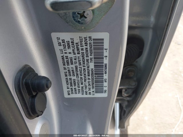 Продажа на аукционе авто 2012 Honda Civic Lx, vin: 19XFB2E50CE056424, номер лота: 45138327