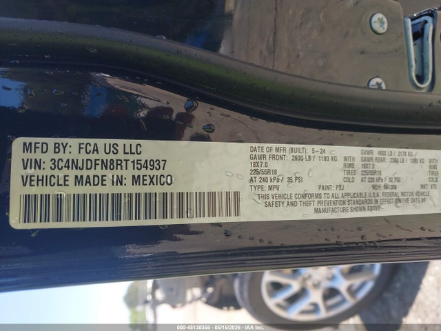 45138358 :رقم المزاد ، 3C4NJDFN8RT154937 vin ، 2024 Jeep Compass Latitude Lux Fwd مزاد بيع