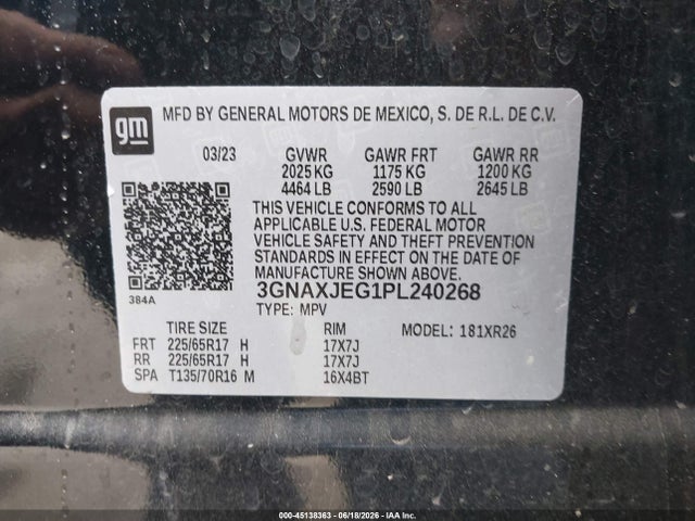 3GNAXJEG1PL240268 Chevrolet Equinox Fwd 2fl
