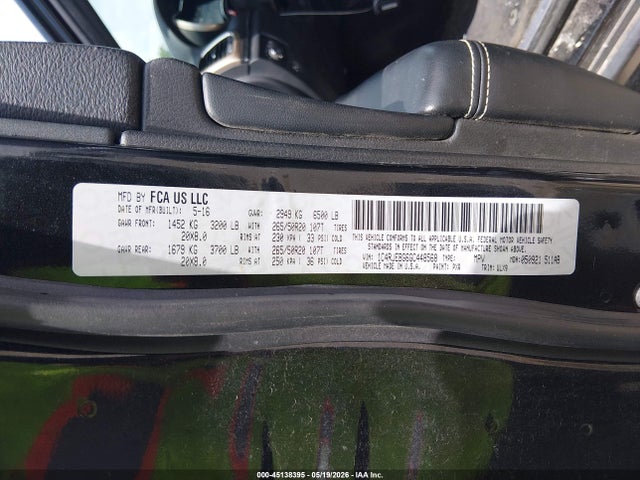 2016 Jeep Grand Cherokee Limited მანქანა იყიდება აუქციონზე, vin: 1C4RJEBG6GC448568, აუქციონის ნომერი: 45138395