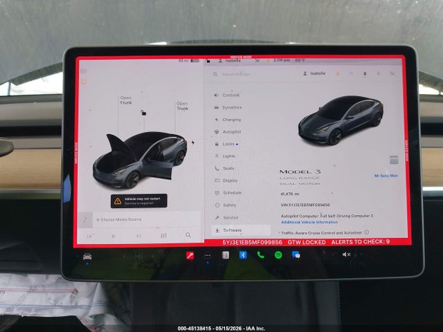 Продажа на аукционе авто 2021 Tesla Model 3 Long Range Dual Motor All-wheel Drive, vin: 5YJ3E1EB5MF099856, номер лота: 45138415