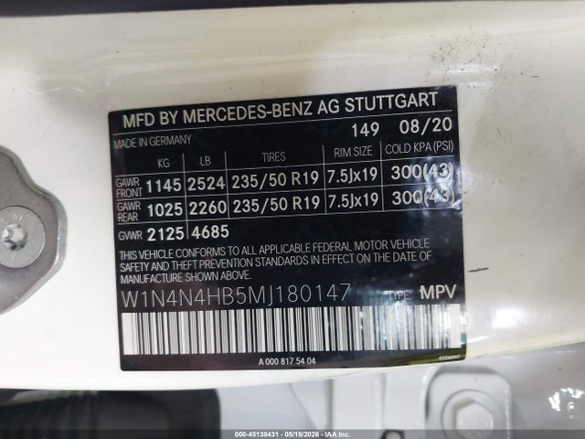 Продажа на аукционе авто 2021 Mercedes-benz Gla 250 4matic, vin: W1N4N4HB5MJ180147, номер лота: 45138431