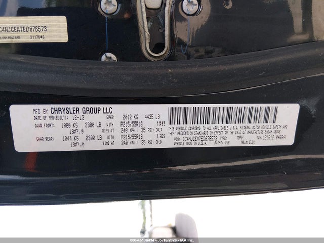 45138434 :رقم المزاد ، 1C4NJCEA7ED678573 vin ، 2014 Jeep Compass High Altitude مزاد بيع