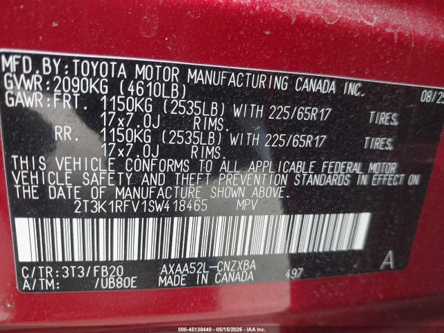 Toyota RAV4 LE 2025 2T3K1RFV1SW418465 Image 9