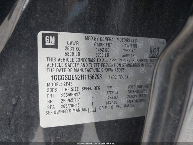 1GCGSDEN2H1156793 Chevrolet Colorado Z71