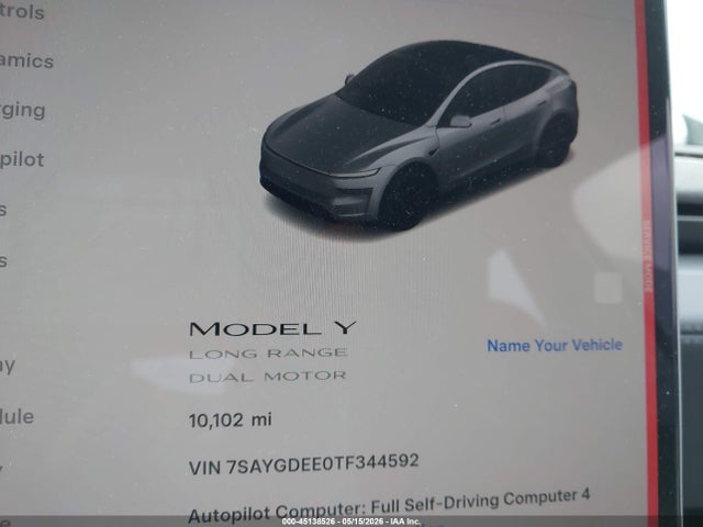 Продажа на аукционе авто 2026 Tesla Model Y All-wheel Drive/long Range Launch Series/premium All-wheel Drive, vin: 7SAYGDEE0TF344592, номер лота: 45138526