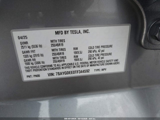 Продажа на аукционе авто 2026 Tesla Model Y All-wheel Drive/long Range Launch Series/premium All-wheel Drive, vin: 7SAYGDEE0TF344592, номер лота: 45138526