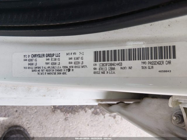 Aukcja sprzedaży 2011 Chrysler 200 S, vin: 1C3BC8FG9BN614459, numer aukcji: 45138530