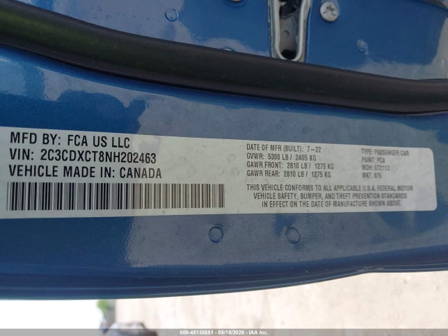 Dodge CHARGER R/T 2022 2C3CDXCT8NH202463 Image 9