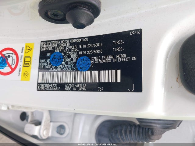 Aukcja sprzedaży 2017 Lexus Nx 200t, vin: JTJYARBZ1H2050516, numer aukcji: 45138631
