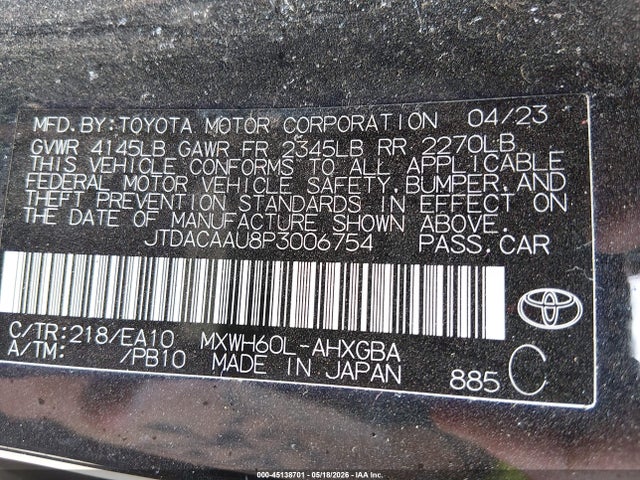 Toyota PRIUS XLE 2023 JTDACAAU8P3006754 Image 9