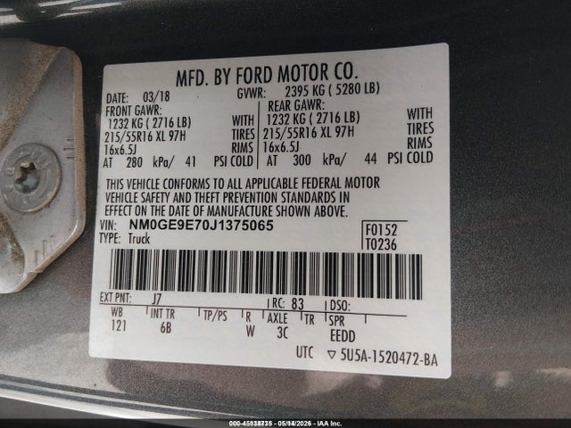 NM0GE9E70J1375065 Ford Transit Connect Xl