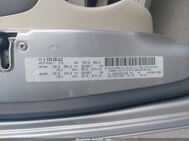 Aukcja sprzedaży 2019 Dodge Grand Caravan Sxt, vin: 2C4RDGCG2KR716324, numer aukcji: 45138765