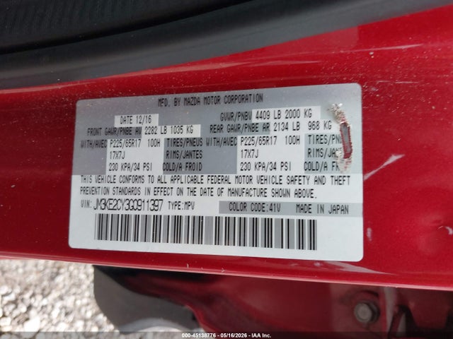 JM3KE2CY3G0911397 Mazda Cx-5 Touring
