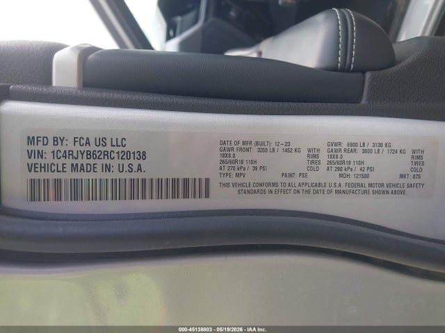Aukcja sprzedaży 2024 Jeep Grand Cherokee 4xe, vin: 1C4RJYB62RC120138, numer aukcji: 45138803
