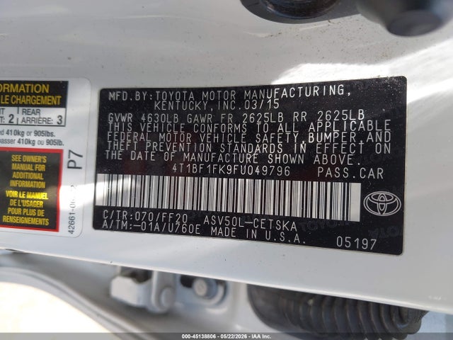 Toyota CAMRY SE 2015 4T1BF1FK9FU049796 Image 9