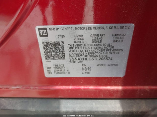 3GNAXHEG5TL205574 Chevrolet Equinox Fwd Lt