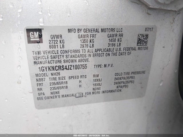 Aukcja sprzedaży 2018 Cadillac Xt5 Luxury, vin: 1GYKNCRS4JZ100755, numer aukcji: 45138833