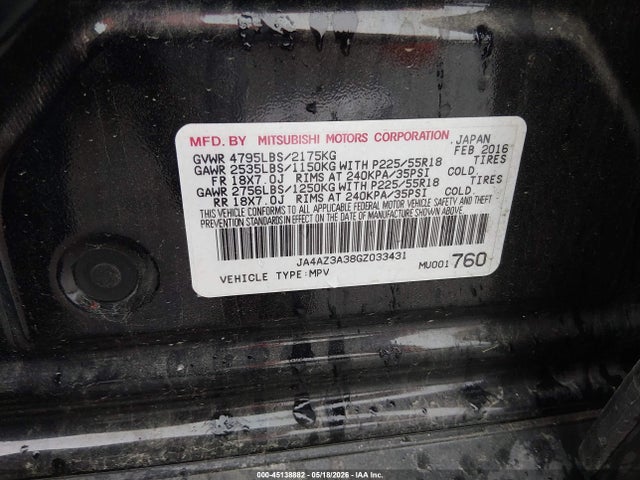Продажа на аукционе авто 2016 Mitsubishi Outlander Sel, vin: JA4AZ3A38GZ033431, номер лота: 45138882