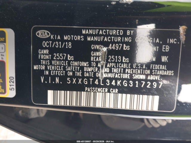KIA Optima Lx 2019 5XXGT4L34KG317297 Image 9