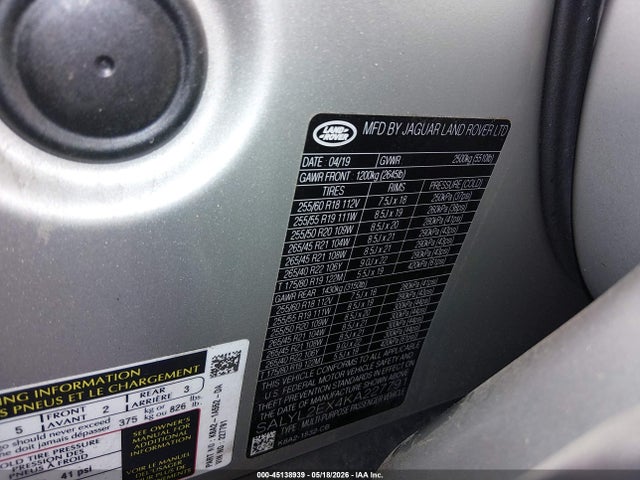 SALYL2EX4KA227791 Land Rover Range Rover Velar P250 R-dynamic Se