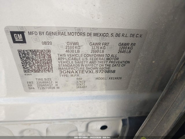 Chevrolet Equinox Awd 2fl 2020 3GNAXTEVXLS729858 Image 9