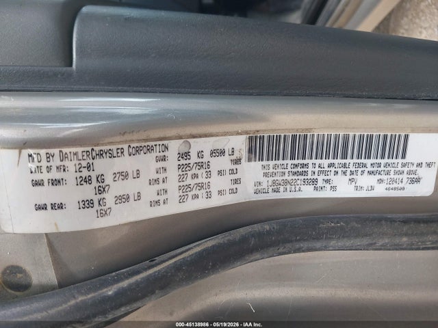 Продаж на аукціоні авто 2002 Jeep Grand Cherokee Sport, vin: 1J8GW38N22C193289, номер лоту: 45138986