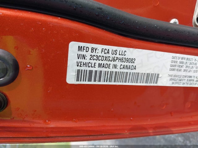 45138988 :رقم المزاد ، 2C3CDXGJ6PH639082 vin ، 2023 Dodge Charger Scat Pack مزاد بيع