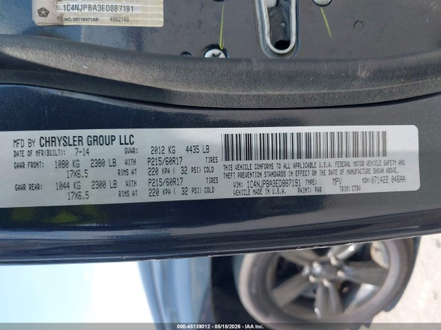 Продажа на аукционе авто 2014 Jeep Patriot Altitude, vin: 1C4NJPBA3ED887191, номер лота: 45139012