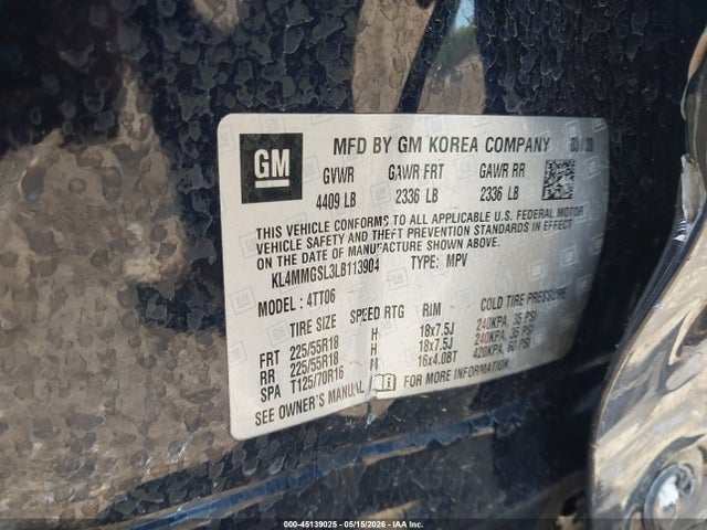 45139025 :رقم المزاد ، KL4MMGSL3LB113904 vin ، 2020 Buick Encore Gx Awd Essence مزاد بيع
