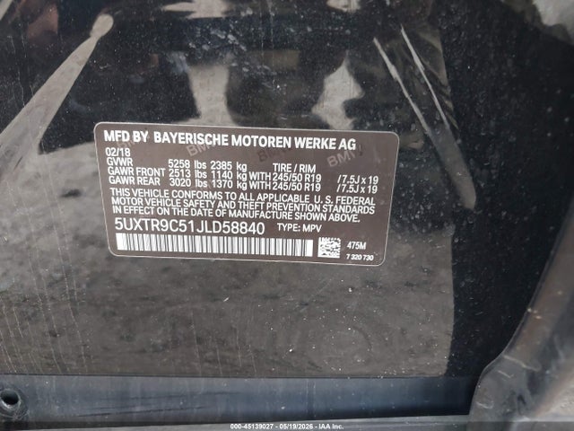 5UXTR9C51JLD58840 BMW X3 Xdrive30i