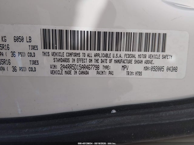 Aukcja sprzedaży 2010 Chrysler Town & Country Touring, vin: 2A4RR5D15AR467798, numer aukcji: 45139034