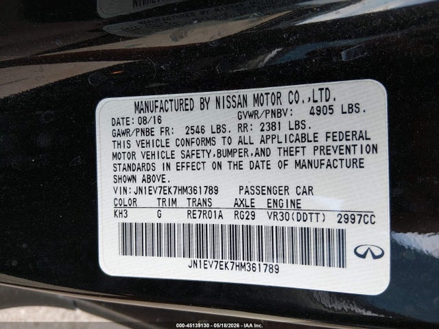 Продажа на аукционе авто 2017 Infiniti Q60 3.0t Premium, vin: JN1EV7EK7HM361789, номер лота: 45139130