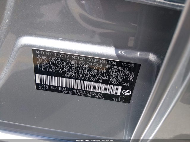 Aukcja sprzedaży 2025 Lexus Is 300 F Sport Design, vin: JTHBA1D2XS5135756, numer aukcji: 45139151