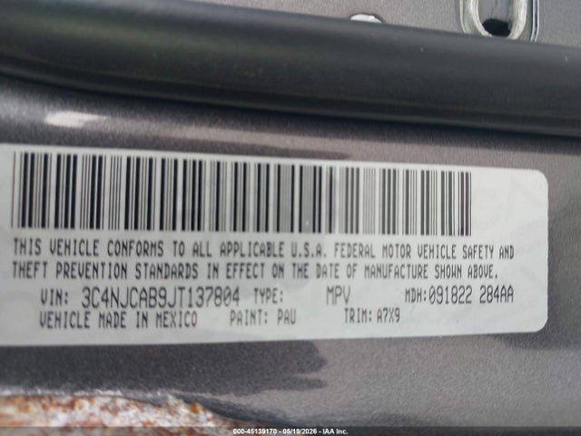 Продажа на аукционе авто 2018 Jeep Compass Sport Fwd, vin: 3C4NJCAB9JT137804, номер лота: 45139170