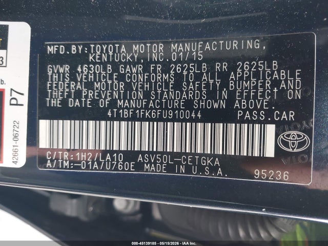 4T1BF1FK6FU910044 Toyota CAMRY XLE