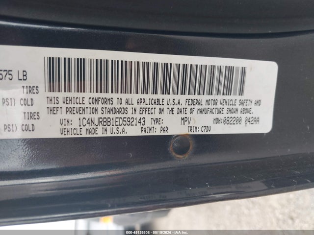 45139208 :رقم المزاد ، 1C4NJRBB1ED592143 vin ، 2014 Jeep Patriot Sport مزاد بيع