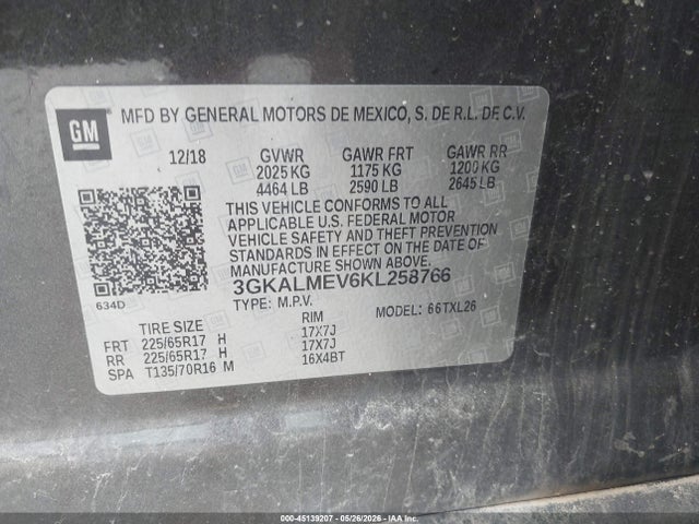 Продаж на аукціоні авто 2019 Gmc Terrain Sle, vin: 3GKALMEV6KL258766, номер лоту: 45139207