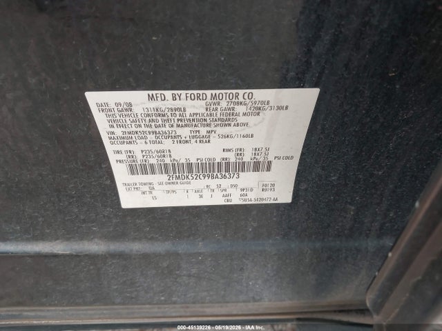Aukcja sprzedaży 2009 Ford Flex Sel, vin: 2FMDK52C99BA36373, numer aukcji: 45139226
