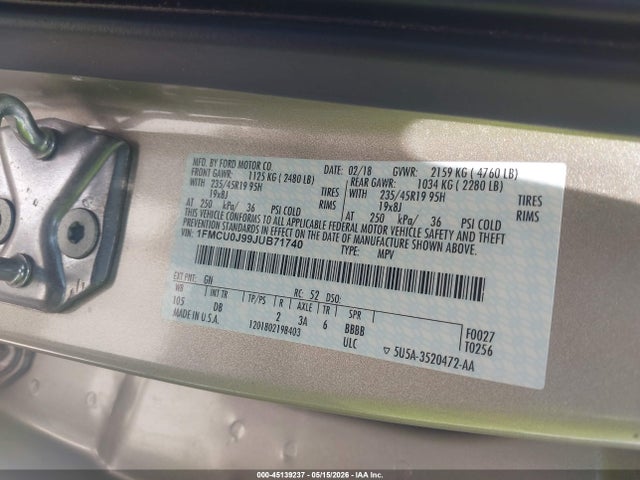 Ford Escape Titanium 2018 1FMCU0J99JUB71740 Image 9