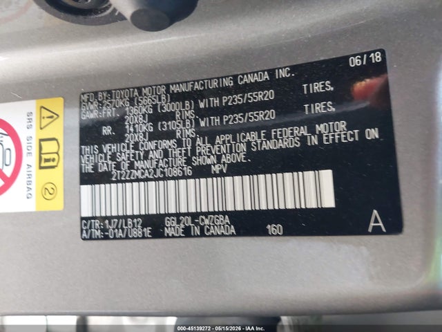 2T2ZZMCA2JC108616 Lexus RX 350