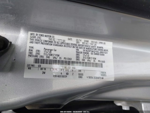1FADP3K21EL285123 Ford FOCUS SE