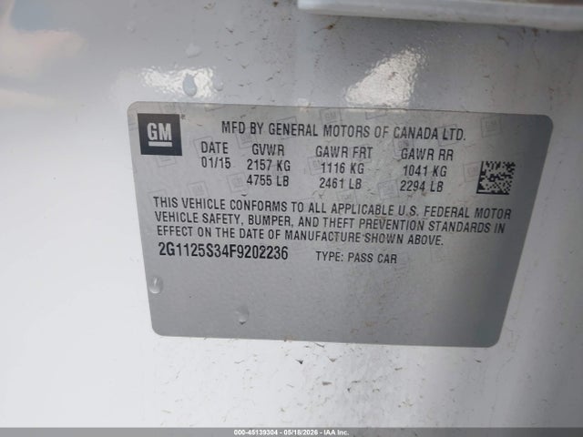 Chevrolet Impala 2lt 2015 2G1125S34F9202236 Image 9