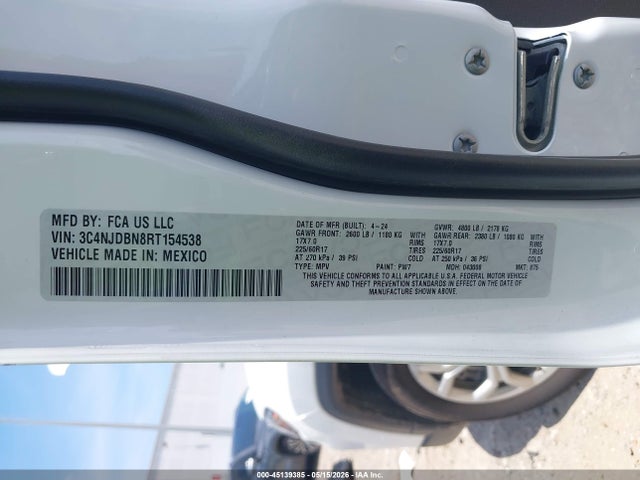 Продажа на аукционе авто 2024 Jeep Compass Latitude 4x4, vin: 3C4NJDBN8RT154538, номер лота: 45139385